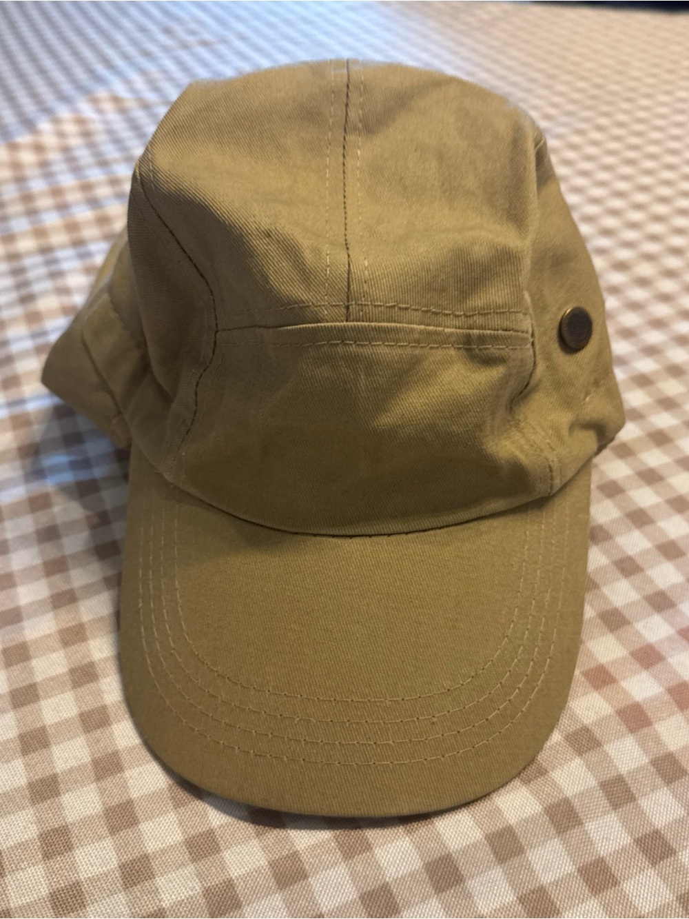 Khaki Cotton Five-Panel Cap fishing